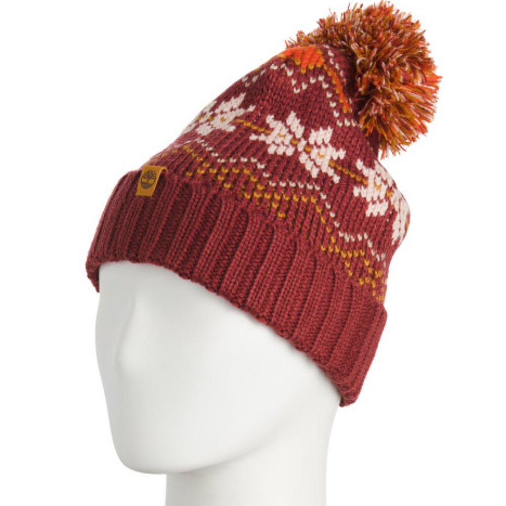 Timberland Rust Fair Isle Pom Beanie
